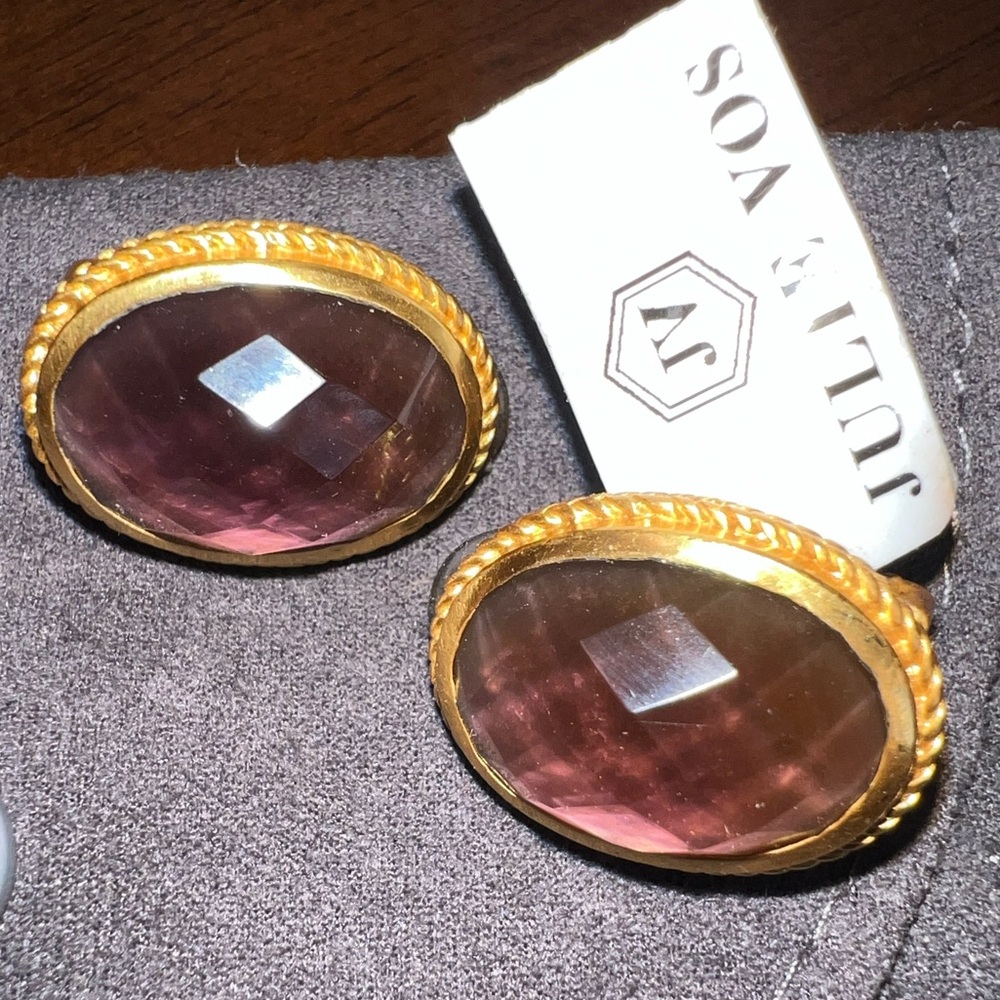 Julie Vos Verona Clip earrings - NWT! Gorgeous Bordeaux color! - Picture 10 of 11